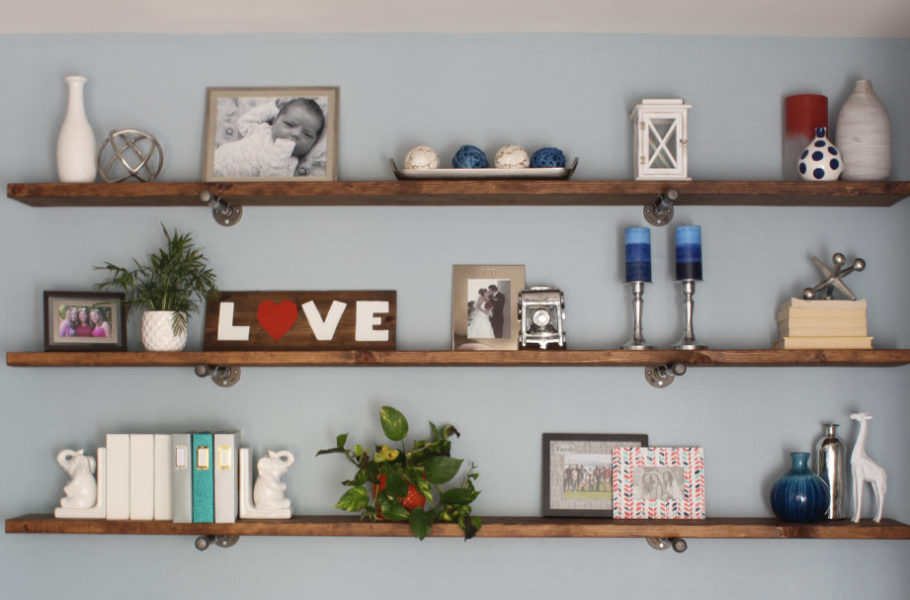 DIY Industrial Wood Shelves