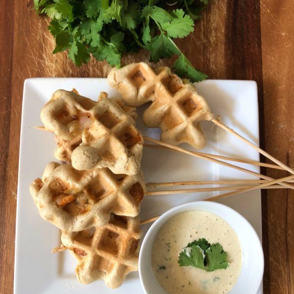 Savory Shrimp Pops with Spicy Cilantro Dip: Waffles for Every Meal!