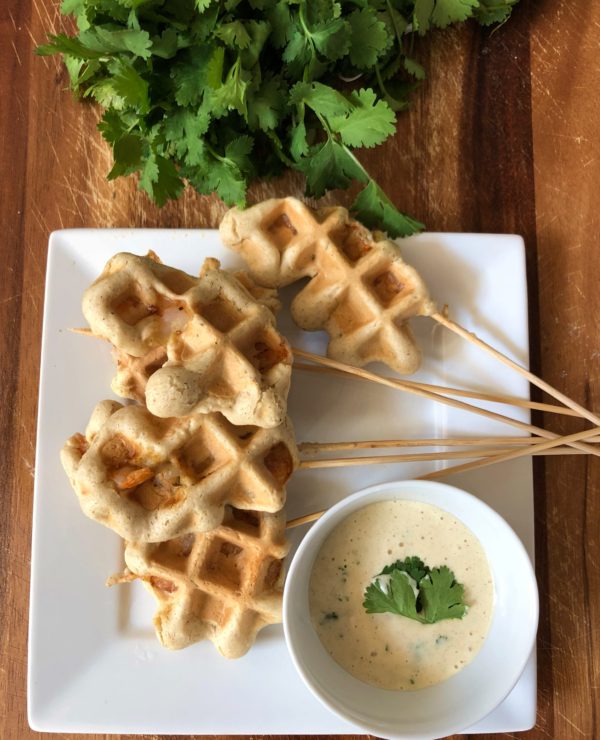 Savory Shrimp Pops with Spicy Cilantro Dip: Waffles for Every Meal!