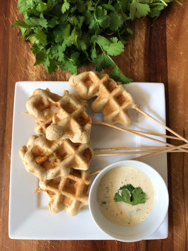 Savory Shrimp Pops with Spicy Cilantro Dip: Waffles for Every Meal!