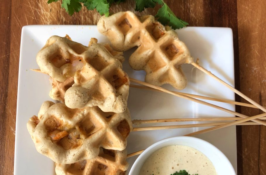 Savory Shrimp Pops with Spicy Cilantro Dip: Waffles for Every Meal!