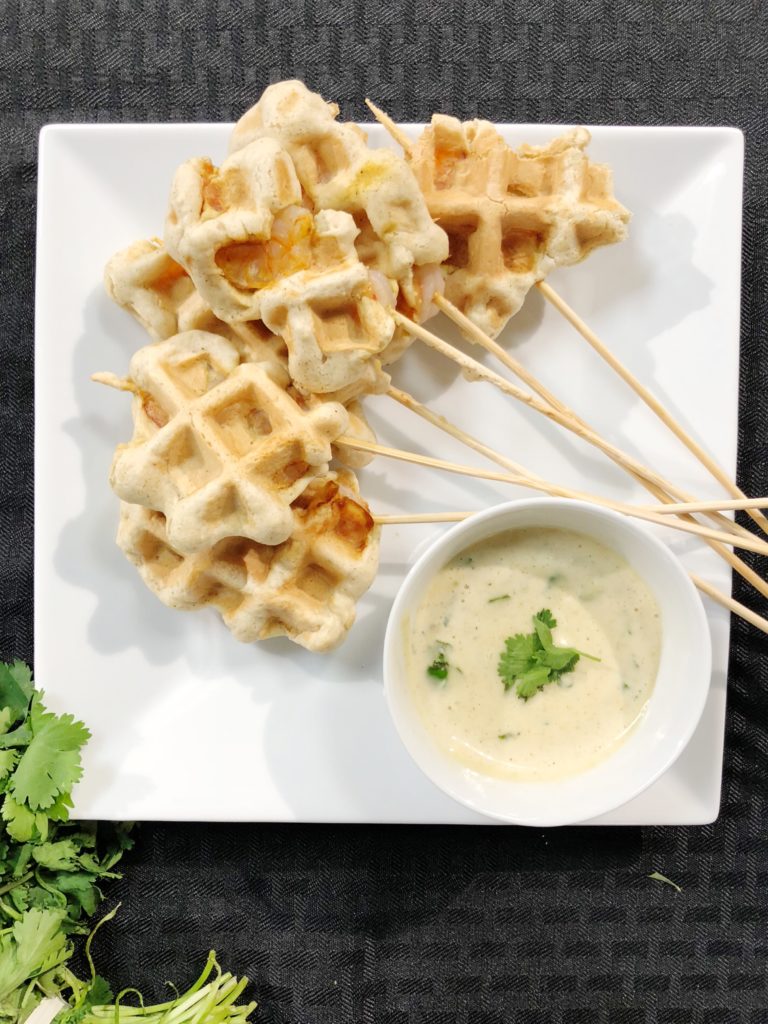 Savory Shrimp Pops with Spicy Cilantro Dip: Waffles for Every Meal!