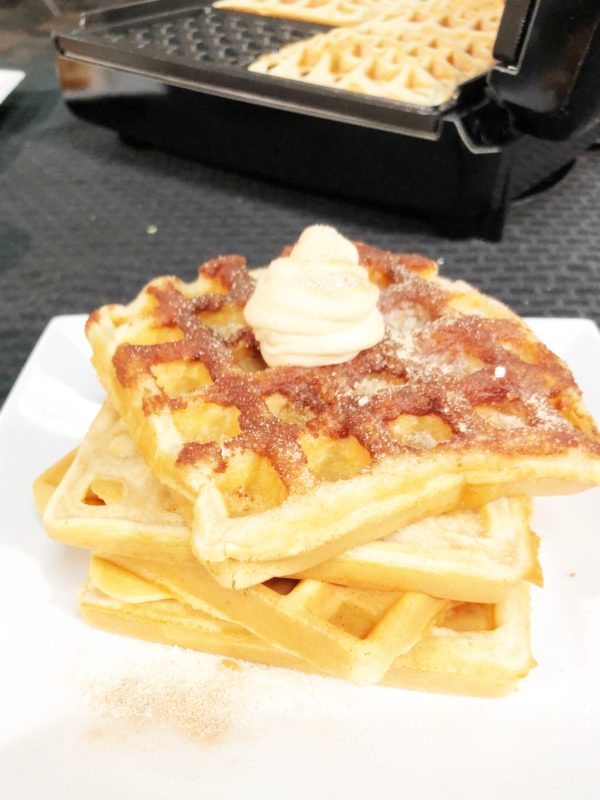 Churro Waffles with Cinnamon Cream Cheese Topping: Waffles for Every Meal!